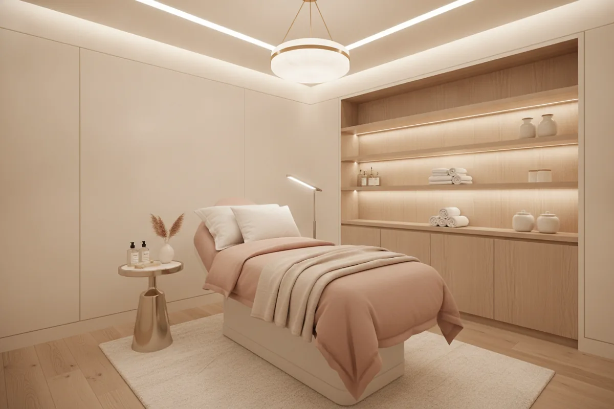 Sala de atendimento de clínica estética facial premium